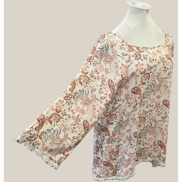 Women’s Bohemian "Papermoon" Paisley Blouse With Crochet Details Size XL - Picture 5 of 7